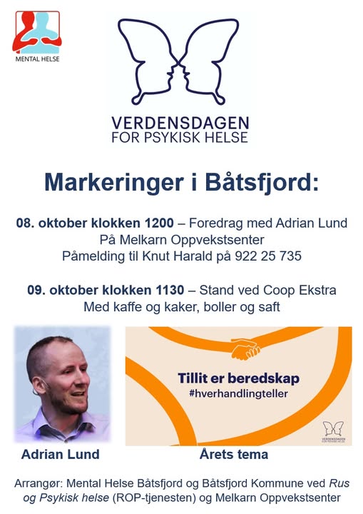 Verdensdagen for psykisk helse – Foredrag med Adrian Lund