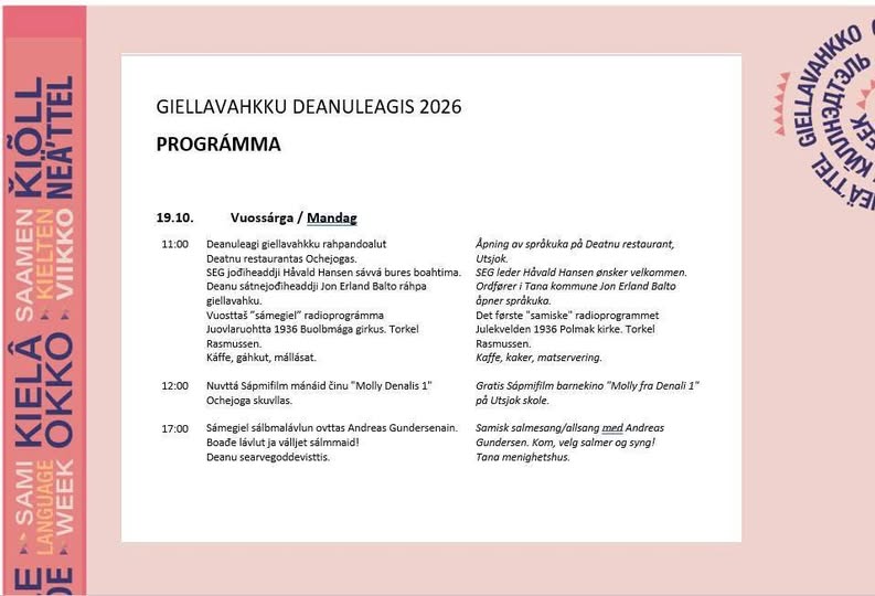 Giellavahkku (sámisk språkkue) i Deanuleagi/Tanadalen