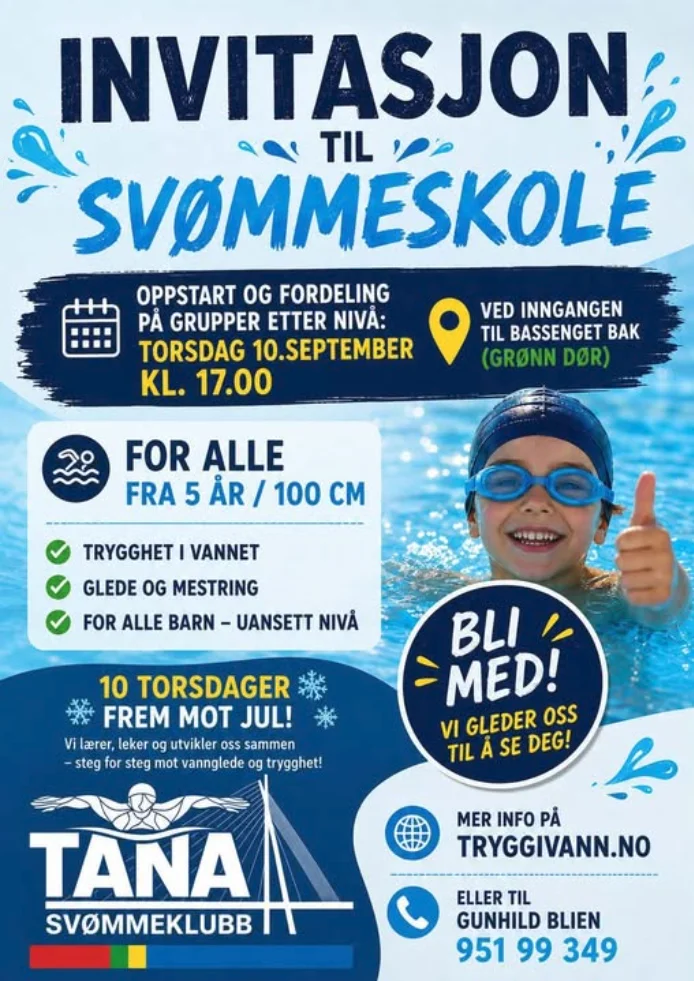 Svømmeskole - oppstart og gruppfordeling